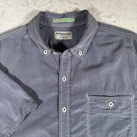 Tommy Bahama Jeans Shirt Men Size M Short Sleeve Single Pocket Cotton Blend EUC - Picture 12 of 12